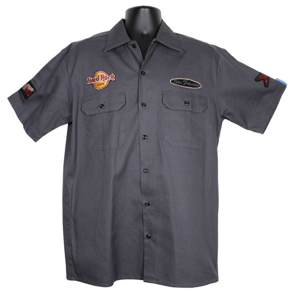Hard Rock Café San Francisco Save The Planet Button Up Work Shirt Mens Med NWT